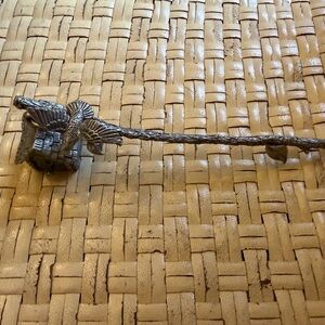 Vintage pewter candle, snuffer bird on branch and birdhouse 6 inches